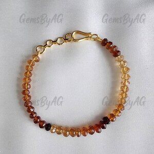 Glittering Ombré Hessonite Garnet Bracelet - Faceted